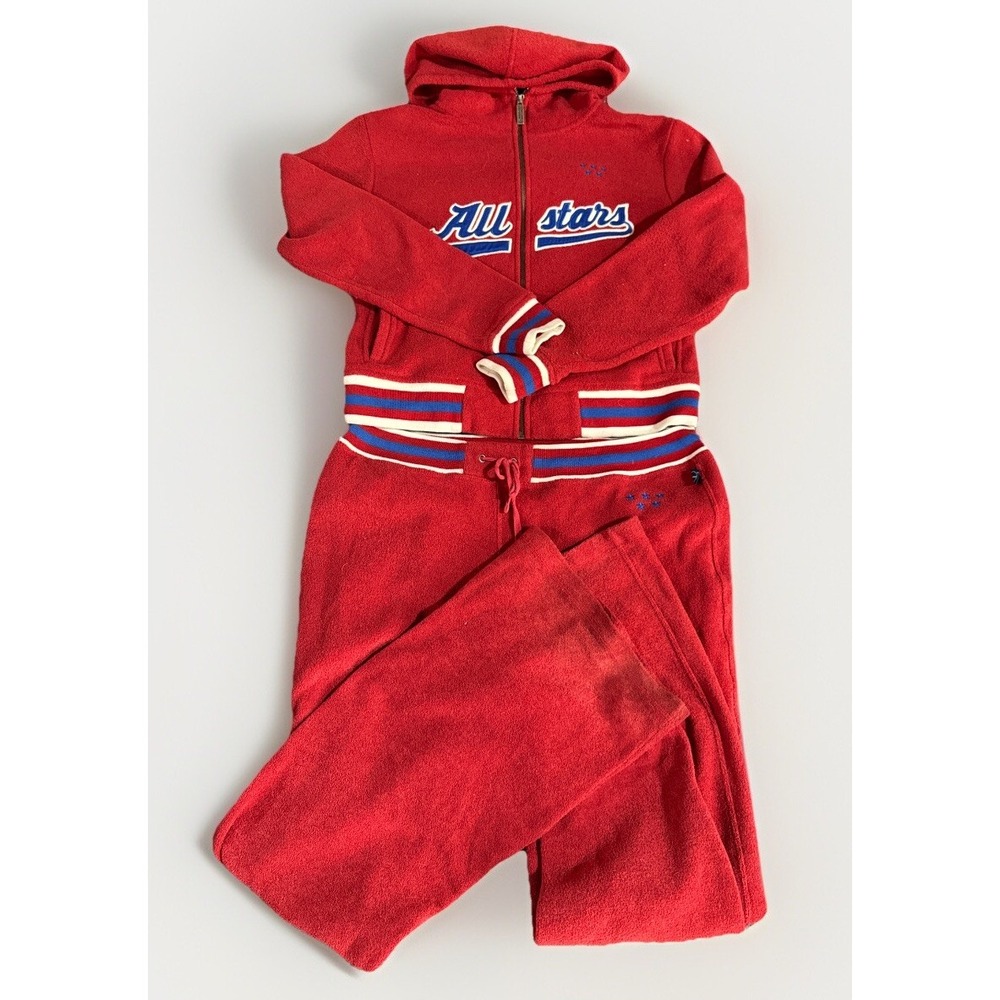 Vtg Blue Marlin All Stars Hoodie youth  L  Full Zip Y2K With Pants M Suit